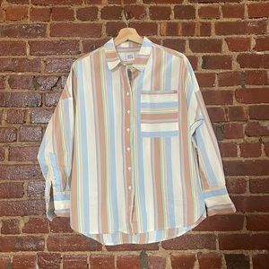 UO BDG Oversized Striped Button Down w/ Pockets, Size XS